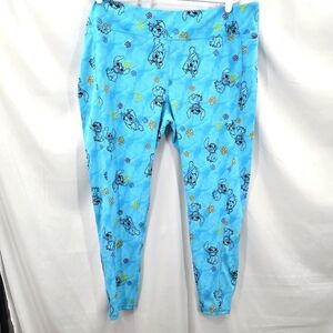 Disney Parks Stitch Print Blue‎ Colorful Stretchy Leggings Womens Plus Size 1X.